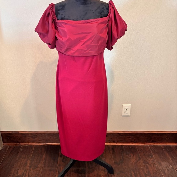 NWT Belle by Badgley Mischka Harlow Off-the-Shoulder Puffed Sleeve Dress,size 12 - Picture 3 of 14